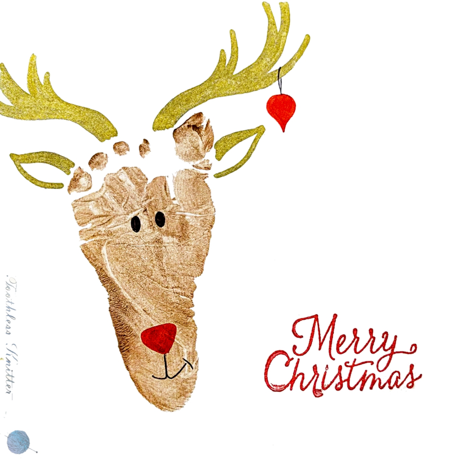 Toothless Knitter Reindeer Footprint Christmas Cards