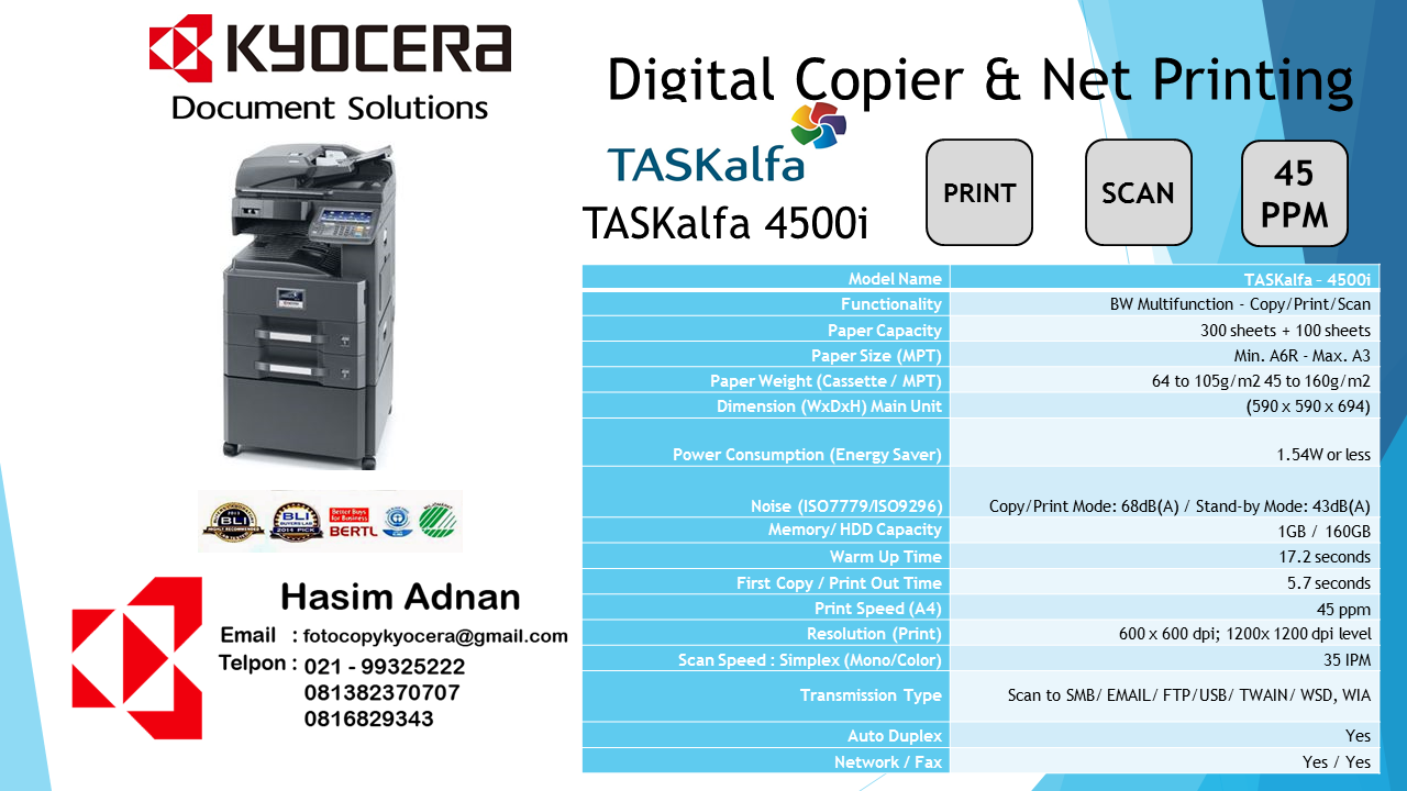 Kyocera Document Solutions Brosur Spesifikasi Fotocopy Kyocera