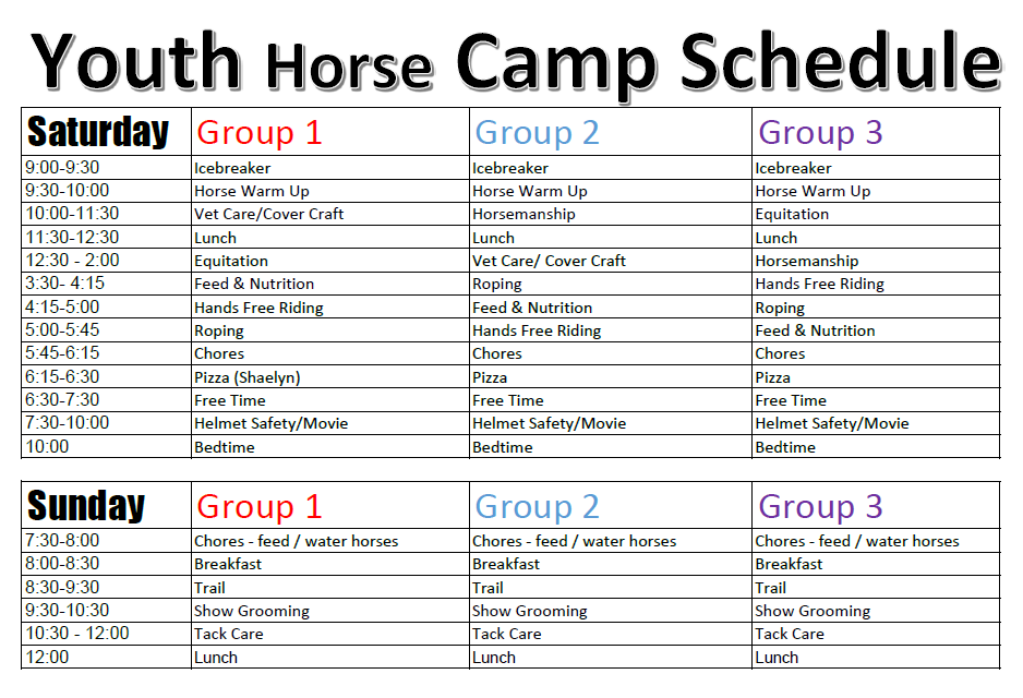 Northcentral Montana MSU Extension Youth Horse Camp Schedule