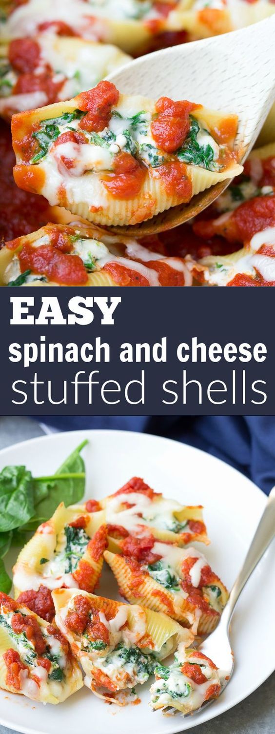 ★★★★★ 21 reviews : Spinach And Cheese Stuffed Shells #spinach #cheese #shells #veggies #vegetarian #vegetarianrecipes
