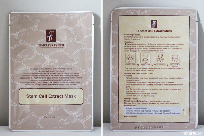 VIOLET BOX // May '14 Unboxing + Initial Thoughts - Timeless Truth Stem Cell Extract Mask - cassandramyee