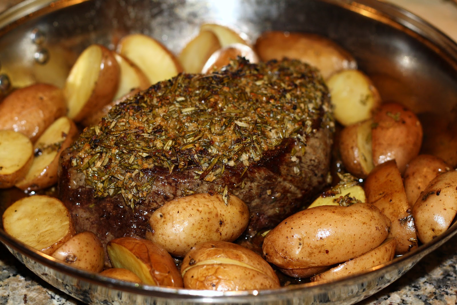 what's for dinner? rosemarygarlic roast beef and potatoes... 1 hour