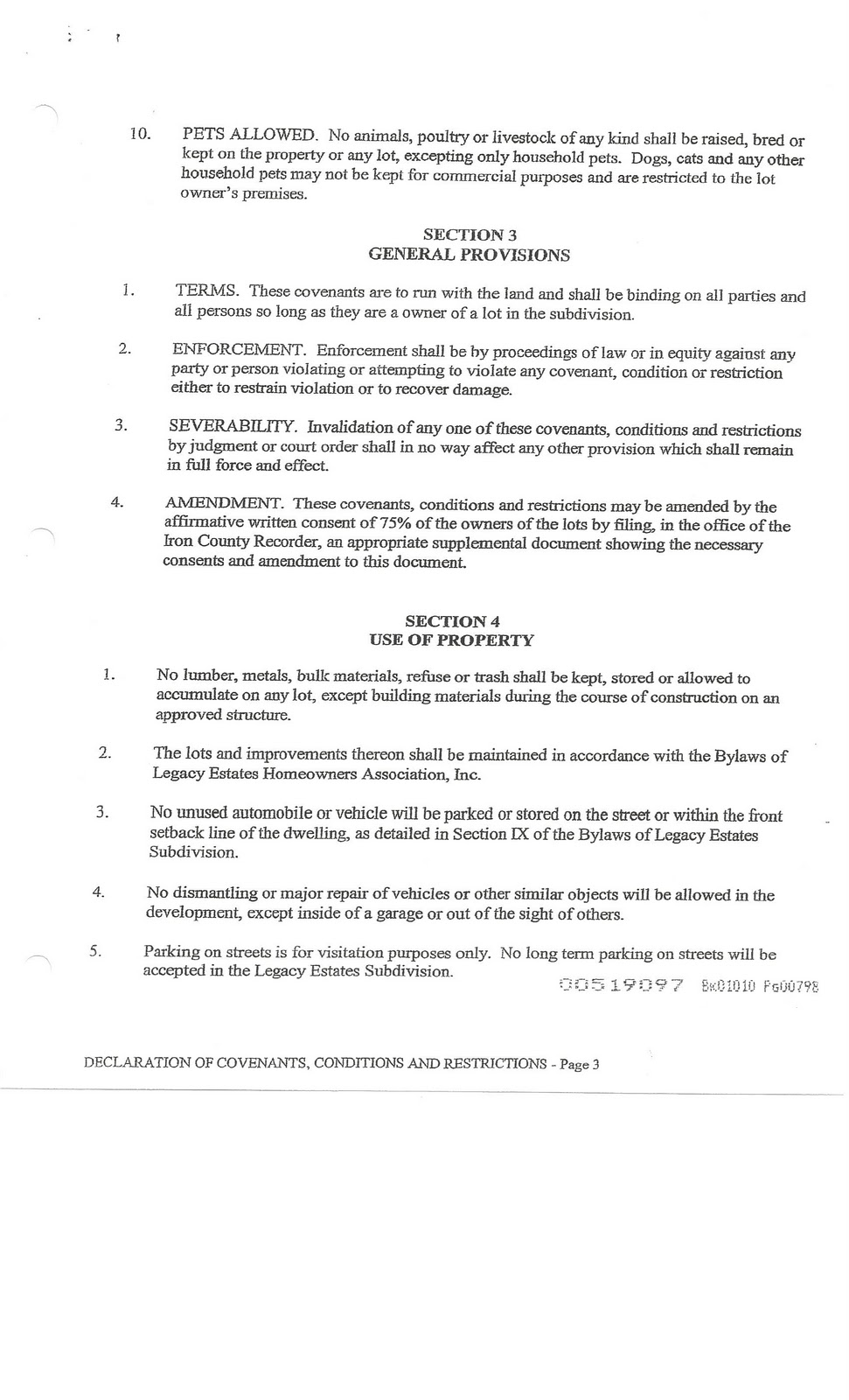 Legacy Estates of Enoch HOA COVENANTS