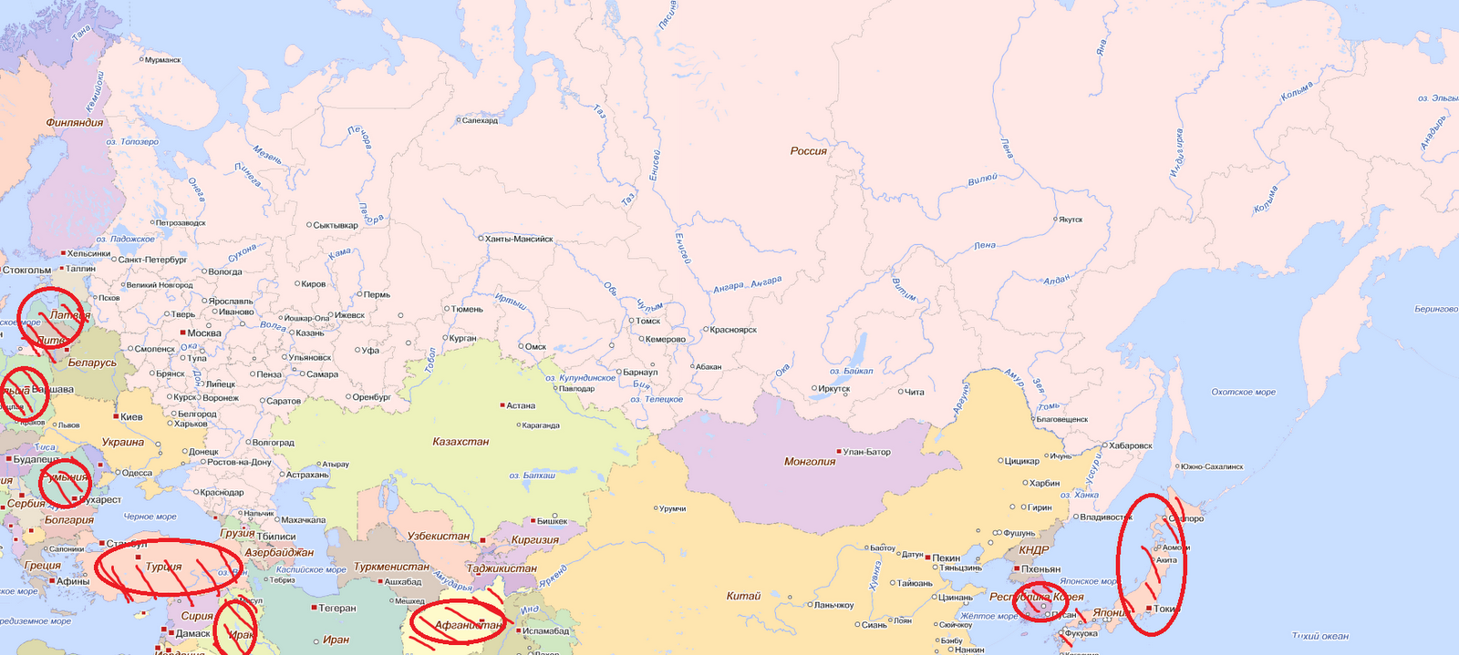 Все страны около россии. Вокруг России. Карта вокруг России. Актуальная карта вокруг России.