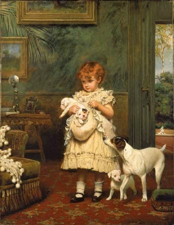 Menina com Cães - Charles Burton Barber ~ Um dos pintores mais incríveis da Inglaterra