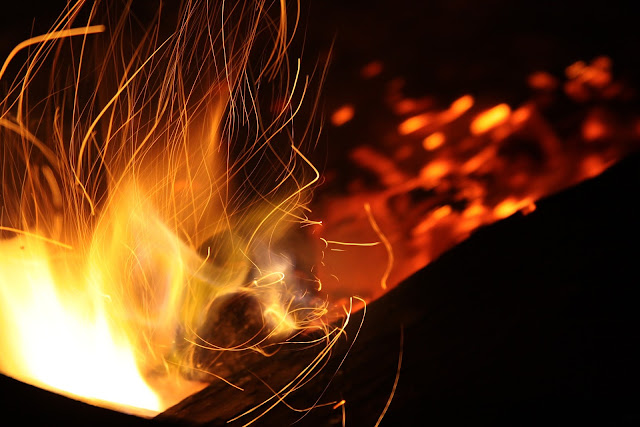 burning campfire