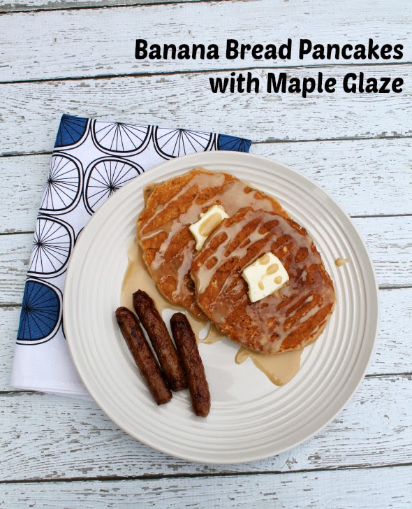 Banana Bread Pancakes with Maple Glaze