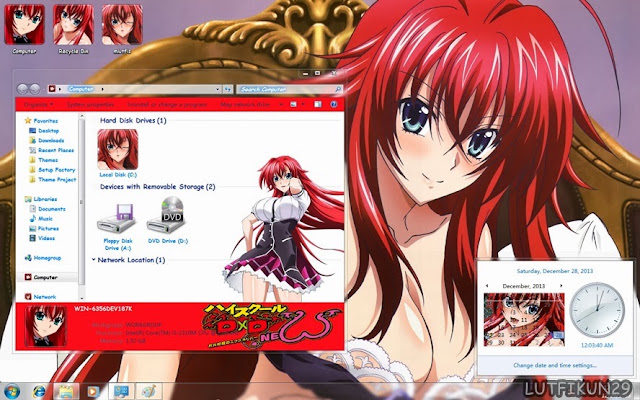 Rias Gremory Windows 7 Theme