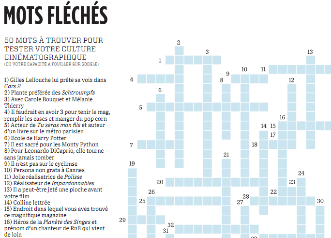 Un Jeu Dangereux Au Cinema Mots Fléchés Grille de mots fléchés à télécharger - Thème Cinéma - Mots-fleches.info