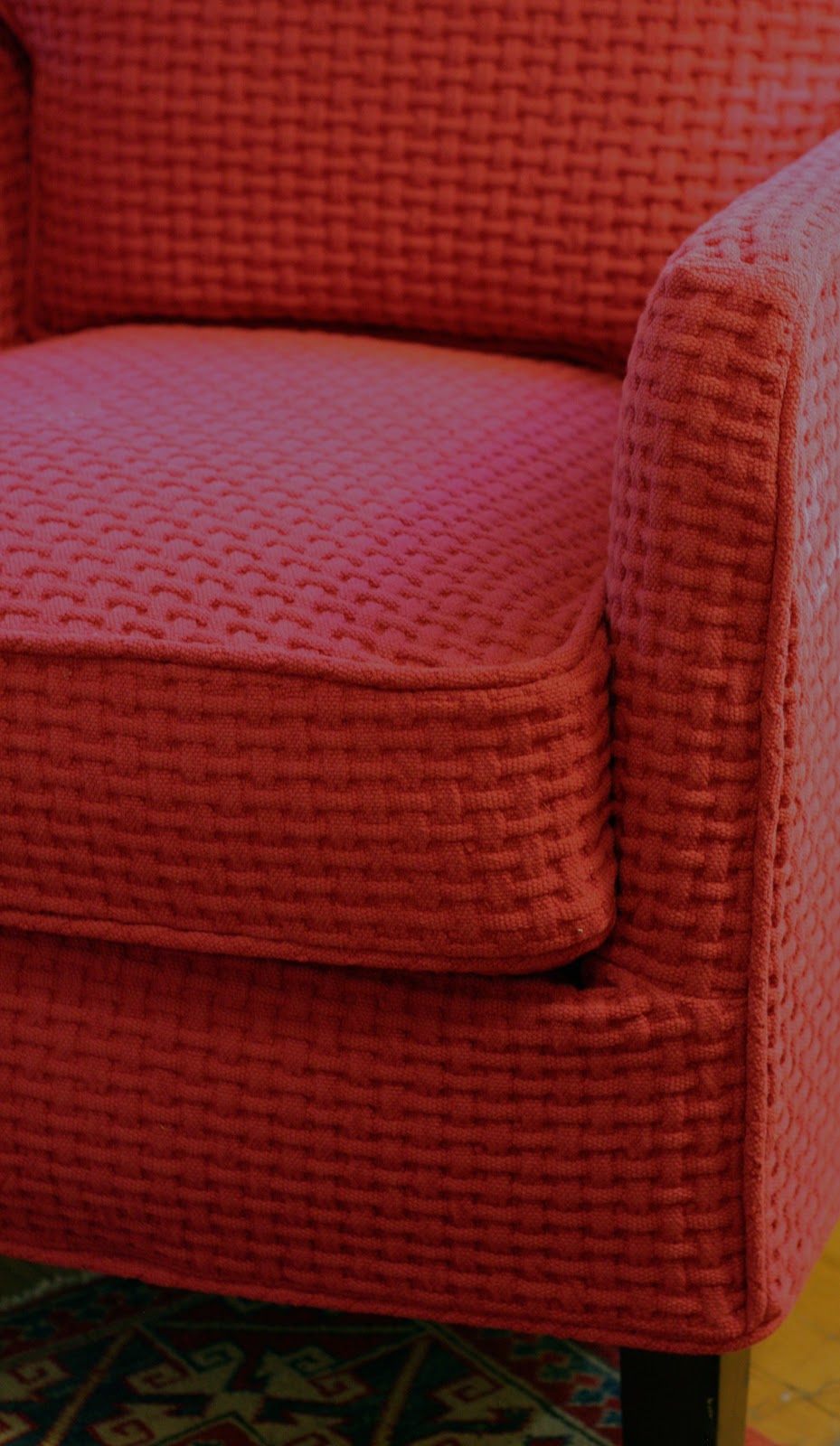 Custom Slipcovers by Shelley Red Basket Weave Chair