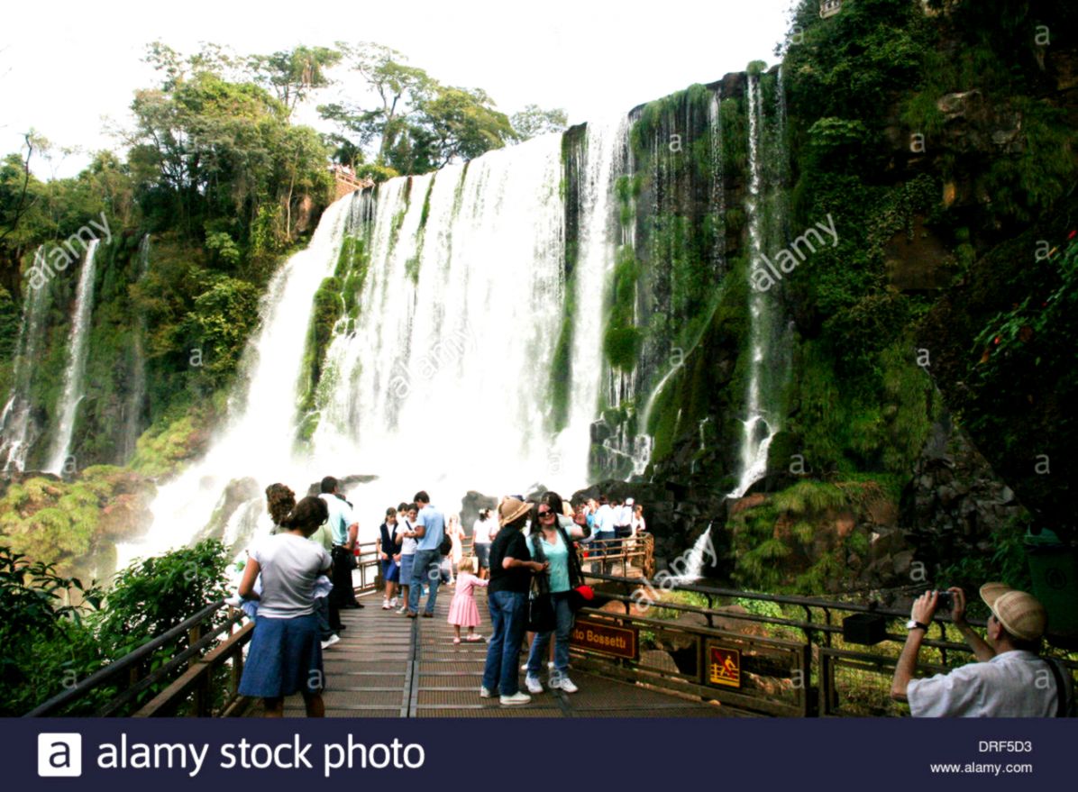 Tourists at Iguazu Falls Argentina brazil Stock Photo 66101759