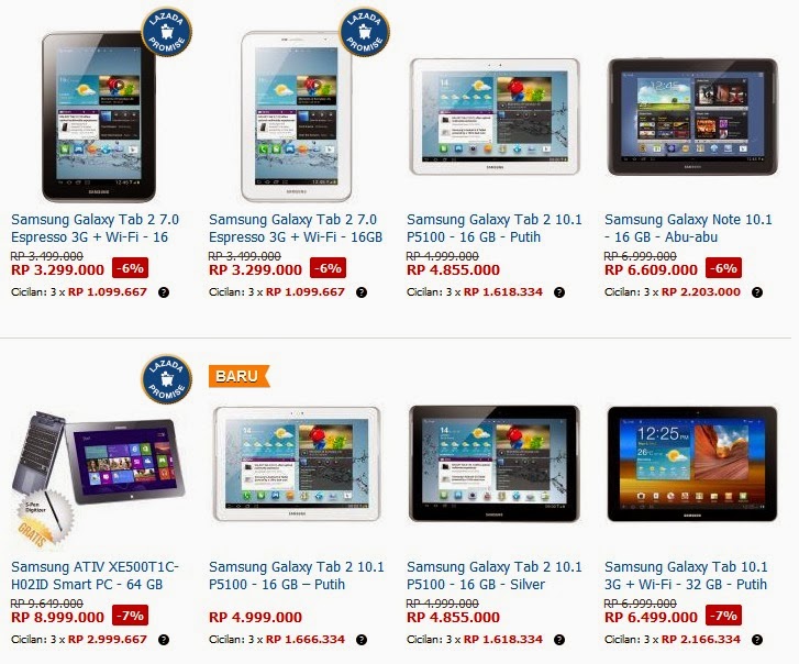 Daftar Harga Samsung Galaxy Tab Terbaru