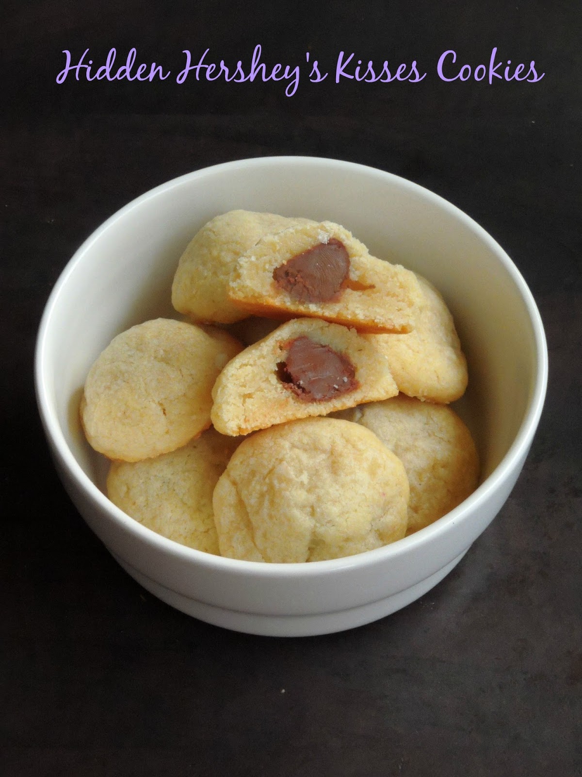 Priya's Versatile Recipes Hidden Hershey's Kisses Eggless Almond Cookies