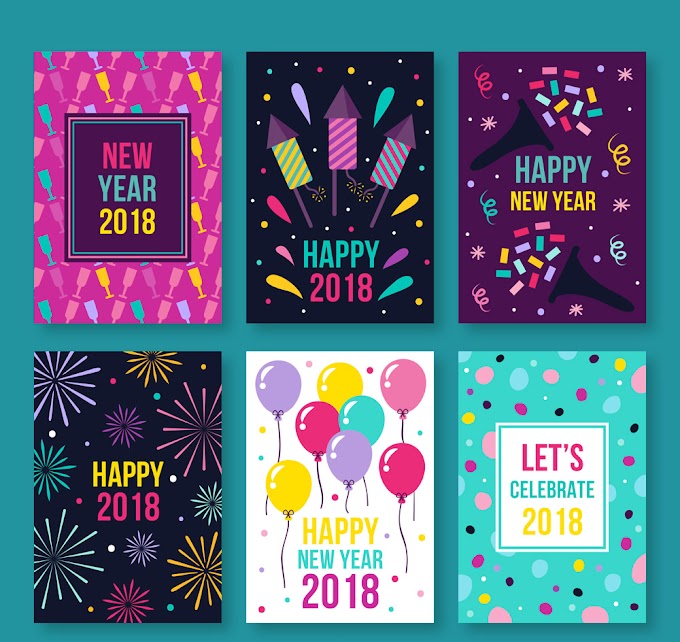 Colorful happy new year card free vector material