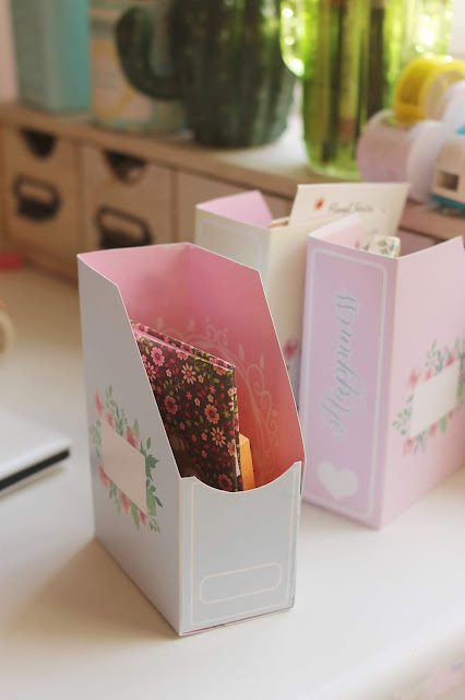 Descargable Trio de mini archivadores para escritorio - Boulevard Pink