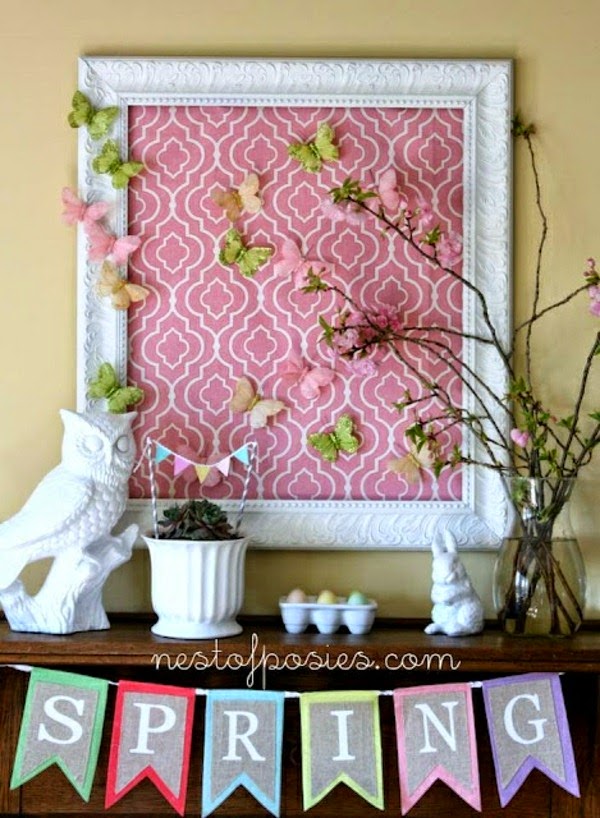 Spring decorations for the fireplace mantel