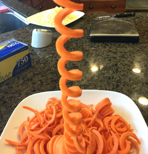 Spiralized sweet potatoes