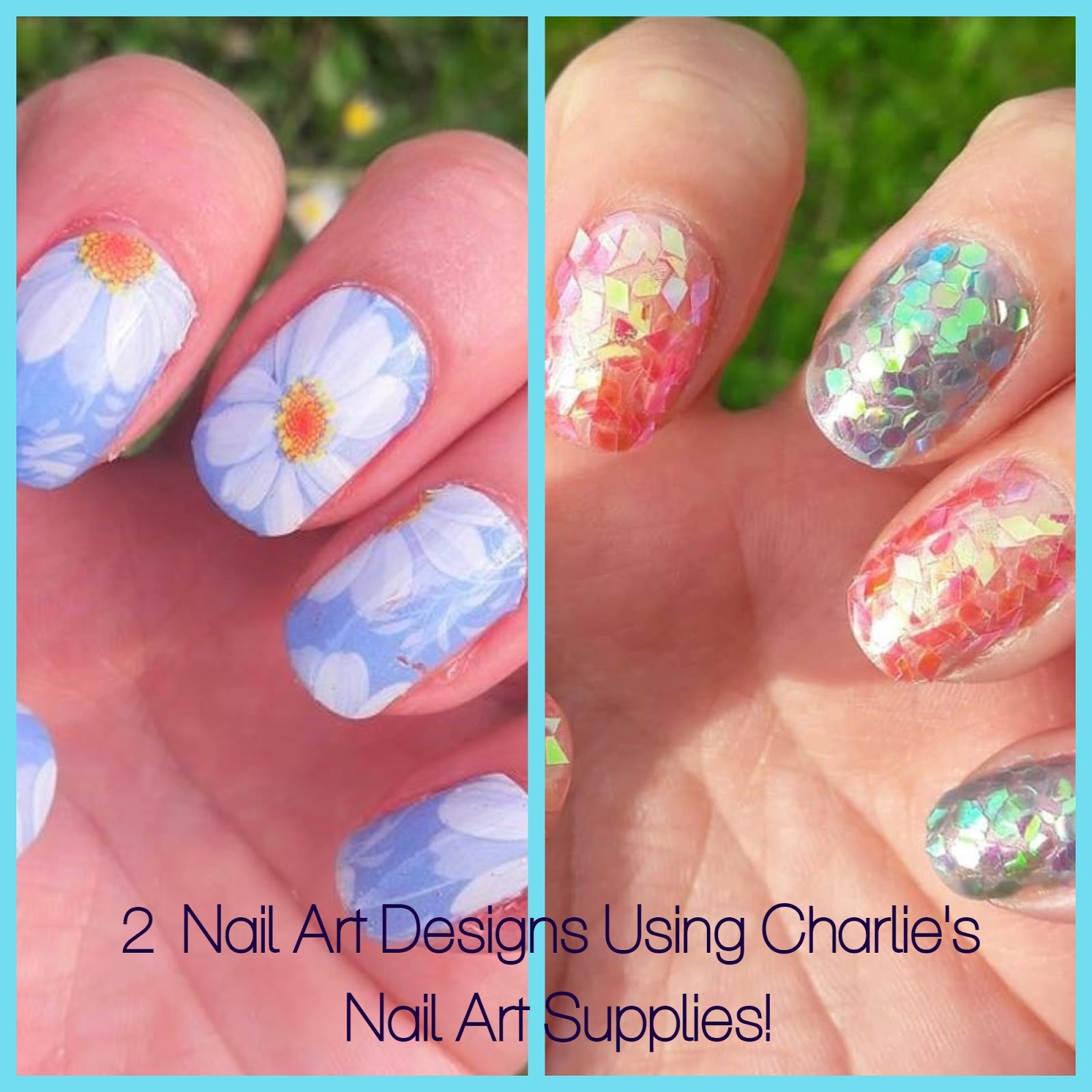 Spring/Summer flower nail art wraps & pretty nails using nail art gems!