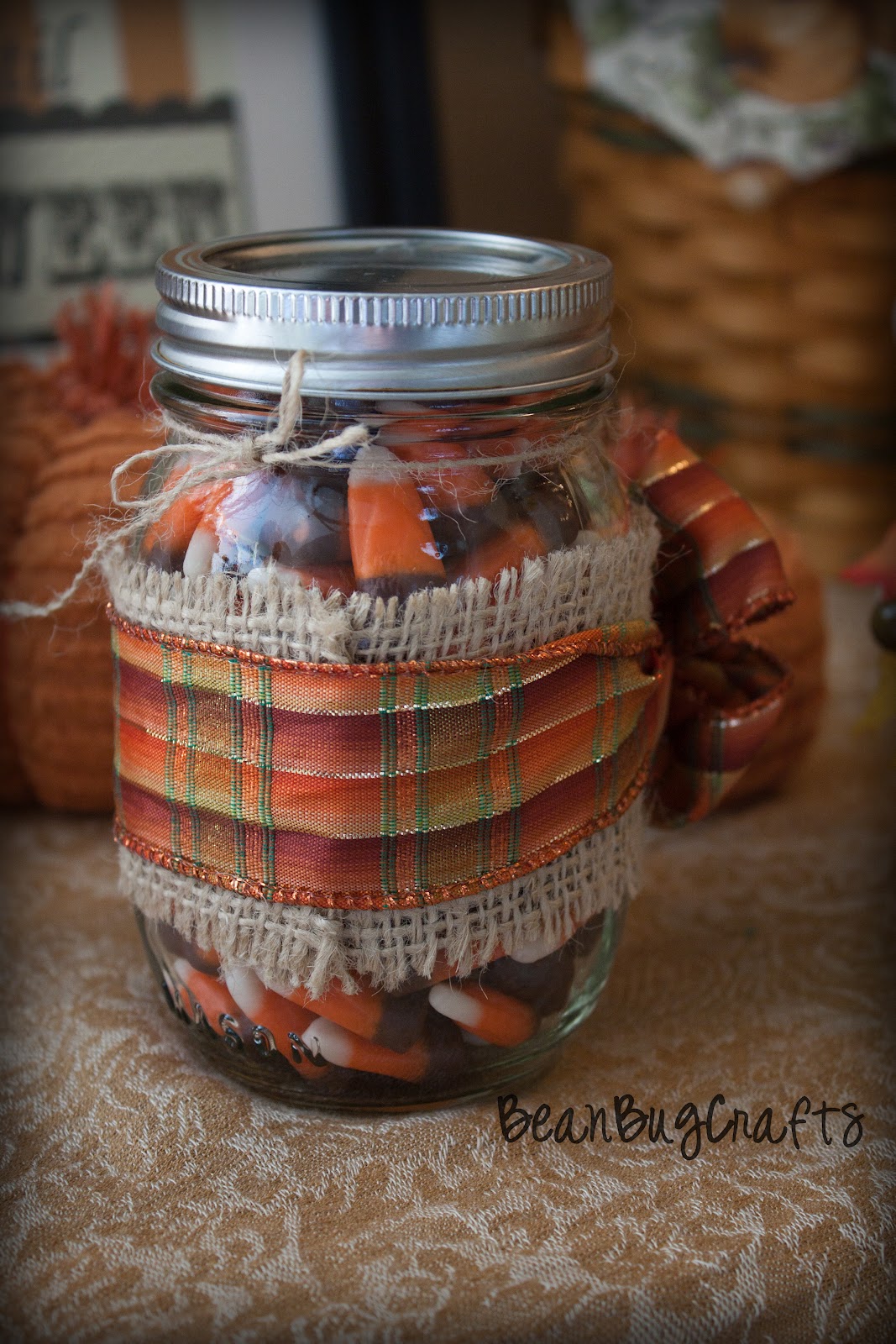 BeanBugCrafts Mason Jar Candy Corn Holder Tutorial