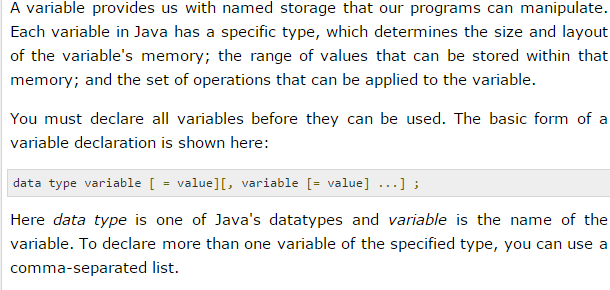 What is Variable in java ~ java and jsp all Material