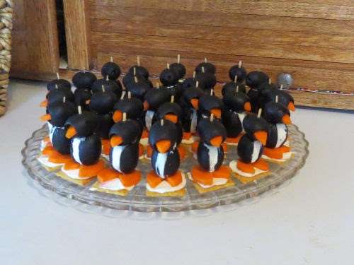 black olive penguin appetizers
