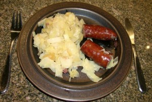 Plate of Cabbage and Sausage