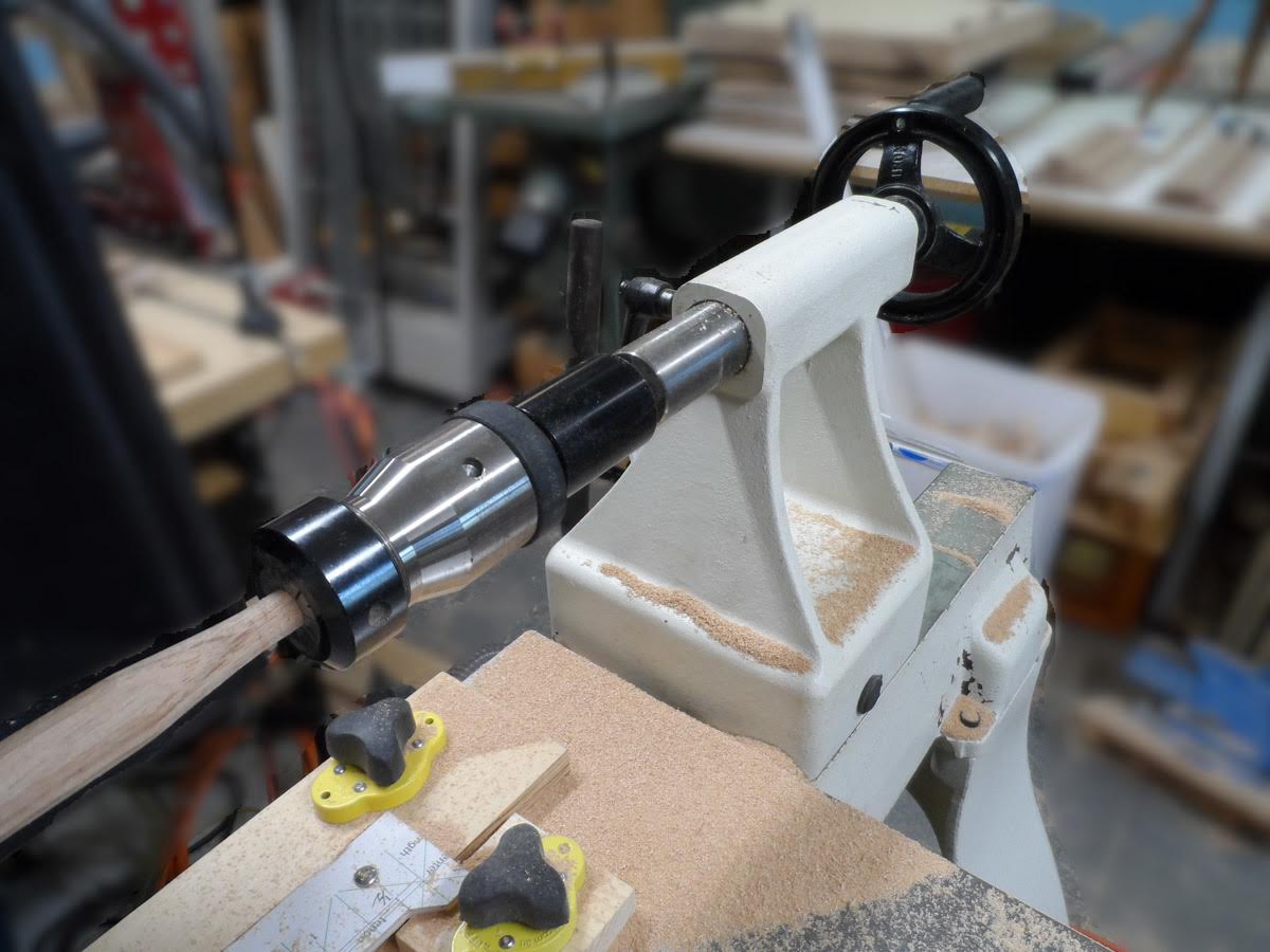 The Sawdust Post Woodturning Live Center with Collet Chuck and Drawbar