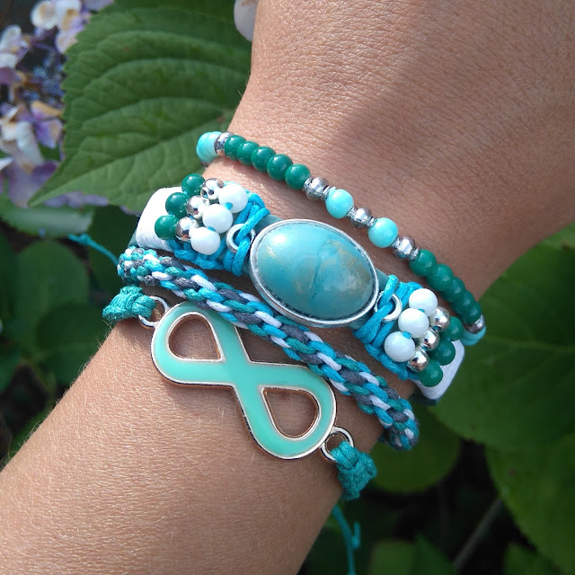 Armbandenset groen blauw