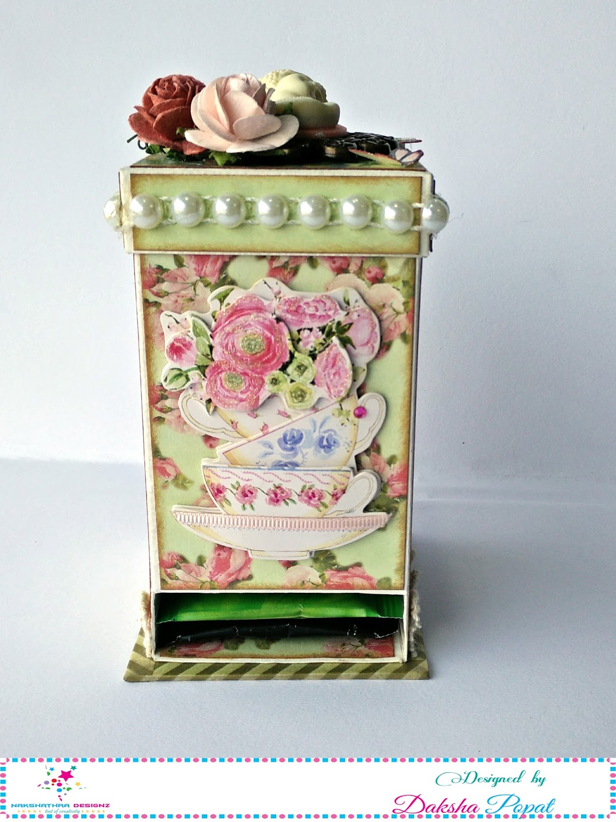 Art work Daksha Popat Tea bag dispenser tutorial + tea pot shaped