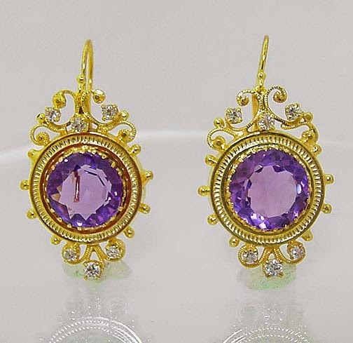 antique diamond earrings with gemstones purple