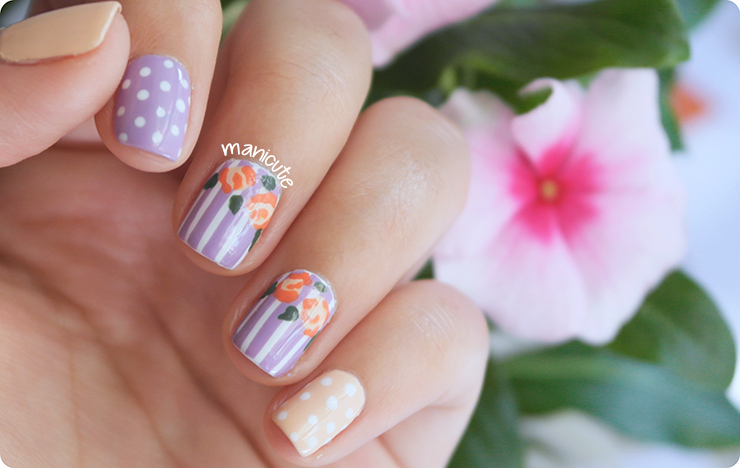 vintage flowers nail art isadora peach posh summer flirt