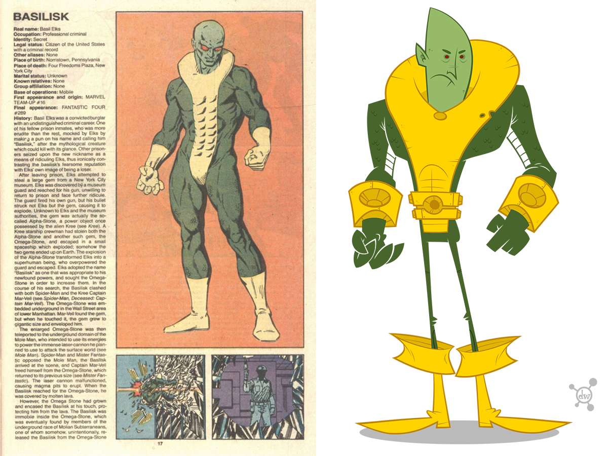 The Official Handbook to the Marvel Universe REDUX Edition BASILISK