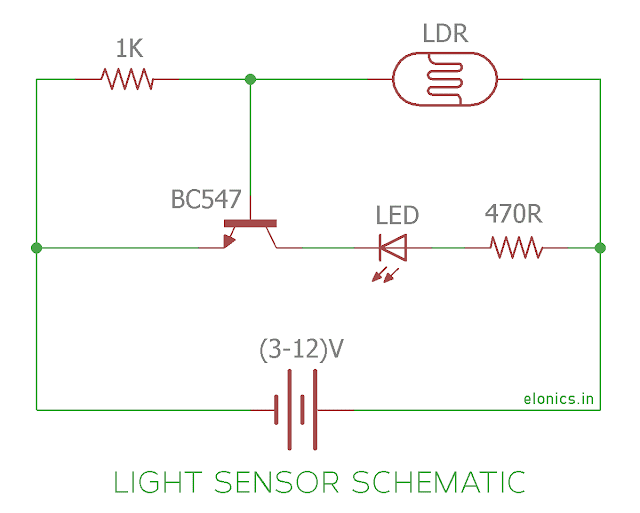 Simple LDR circuit for light sensing (DAY/NIGHT) illumination control
