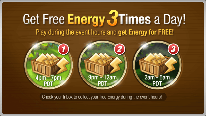 Sự kiện nhận Energy miễn phí 3 lần
