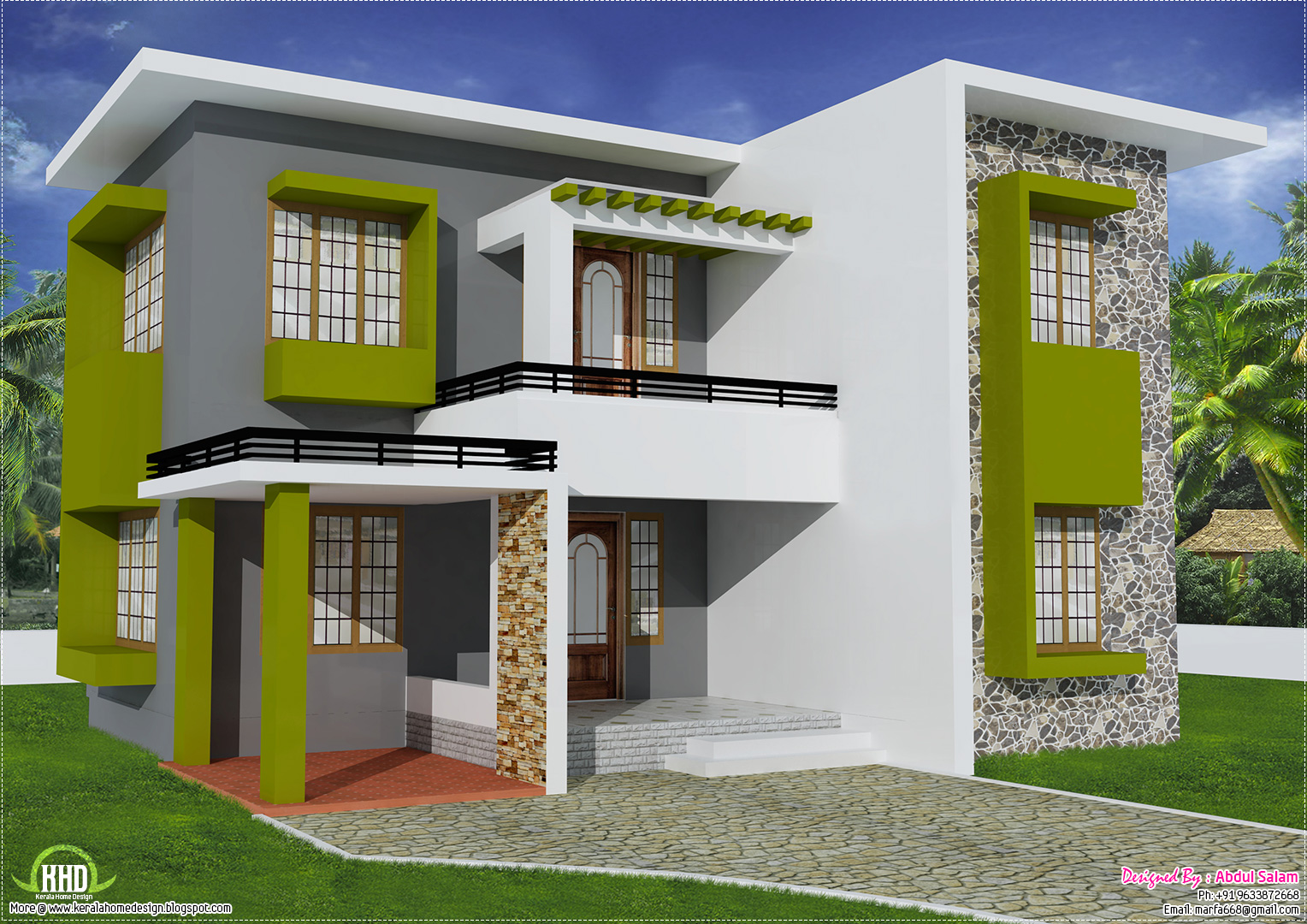 1700 sq feet flat  roof  home  design  House Design  Plans