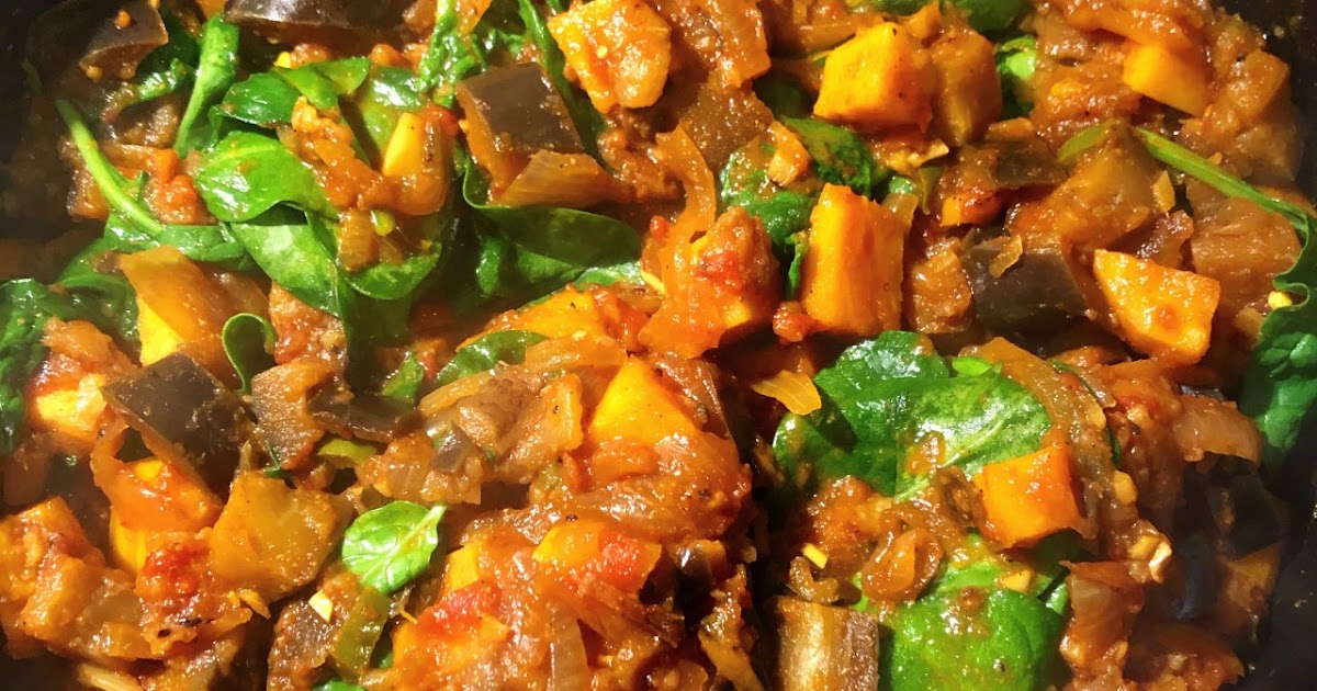 Sweet Potato and Aubergine Subji