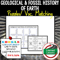 Fossils, Earth Science Review Puzzles BUNDLE, Interactive Digital Notebook, Google Link, or PRINT Version, Test Prep, Unit Review, Vocabulary Activity, Earth Science Puzzles, Vocabulary, Test Prep, Unit Review