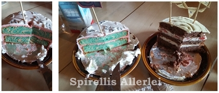 Anschnitt des Zebrakuchen mit Fondant