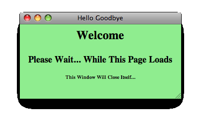 The Safari 'Hello Goodbye' window, nowrap and resizable