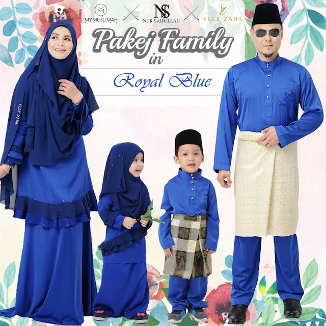 baju kurung royal blue 2018