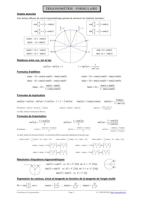 relation trigonometrique pdf