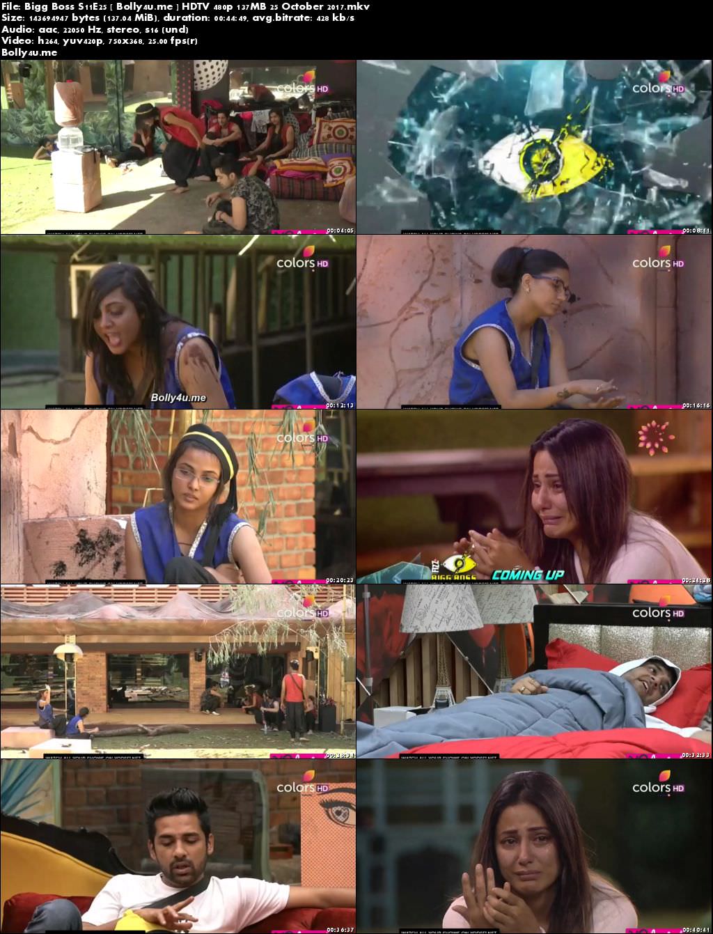 Bigg Boss S11E25 HDTV 480p 130MB 25 October 2017 Download