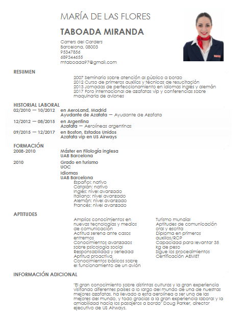 Curriculum vitae azafata 05 image