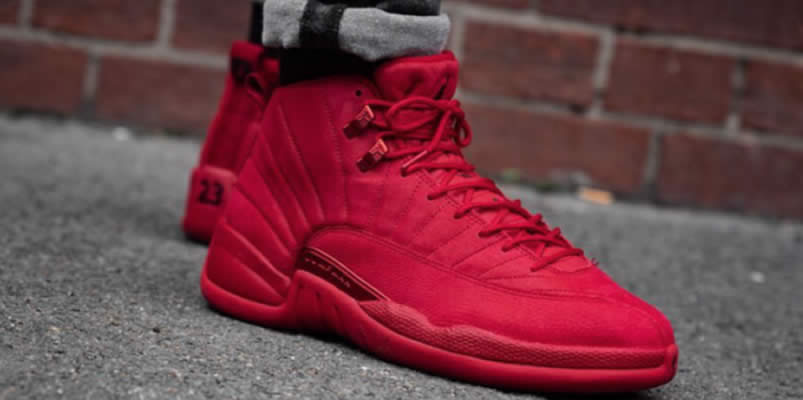 jordan 12 red on feet