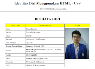 Cara Membuat Form Biodata Menggunakan HTML - CSS | Tugas Damar Prasetyo