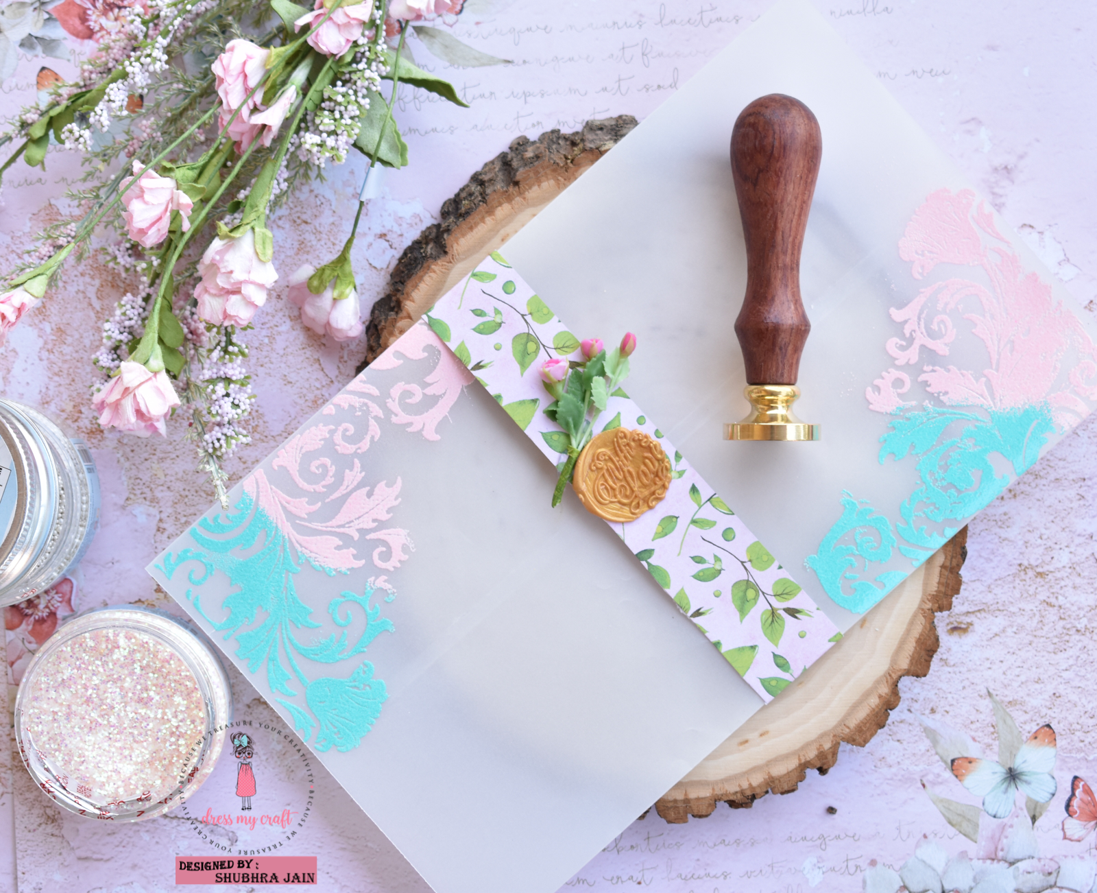 Dress My Craft Card with vellum sleeve