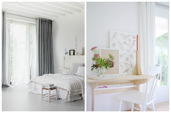 Cortina en habitación estilo nórdico
