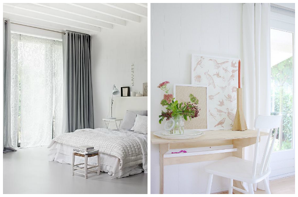 Cortina en habitación estilo nórdico