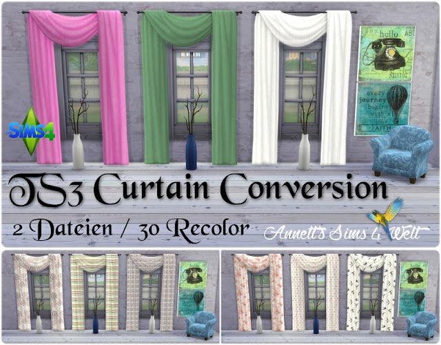 Sims 4 CC's - The Best: TS3 Curtains 