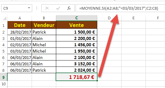 Moyenne si avec date comme critère Moyenne si avec date comme critère